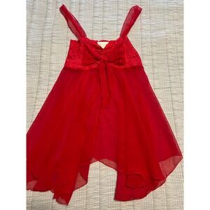 VTG Victorias Secret Red Lace Sheer Babydoll Cami Top Sexy Lingerie Size S